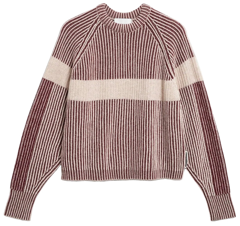 ARMEDANGELS Rib artwork knit jumper velvet red oatmilk women