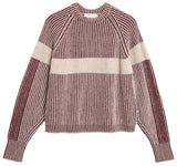 ARMEDANGELS Rib artwork knit jumper velvet red oatmilk women