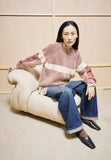 ARMEDANGELS Rib artwork knit jumper velvet red oatmilk women