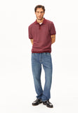 ARMEDANGELS Maario knitted polo shirt velvet red moonlit lilac men