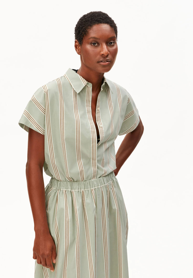 ARMEDANGELS Stripe poplin Larisaana blouse foam light oatmilk women