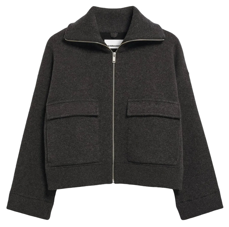 ARMEDANGELS Cotton-wool knit jacket steel melange women
