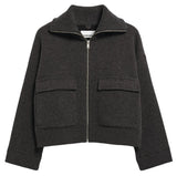 ARMEDANGELS Cotton-wool knit jacket steel melange women