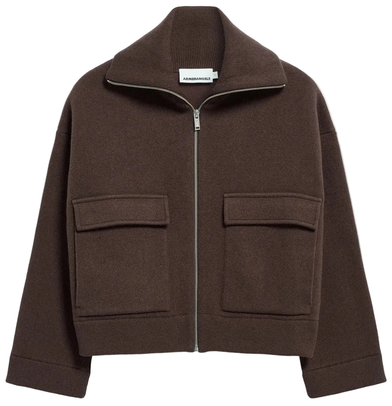 ARMEDANGELS Cotton-wool knit jacket claystone women