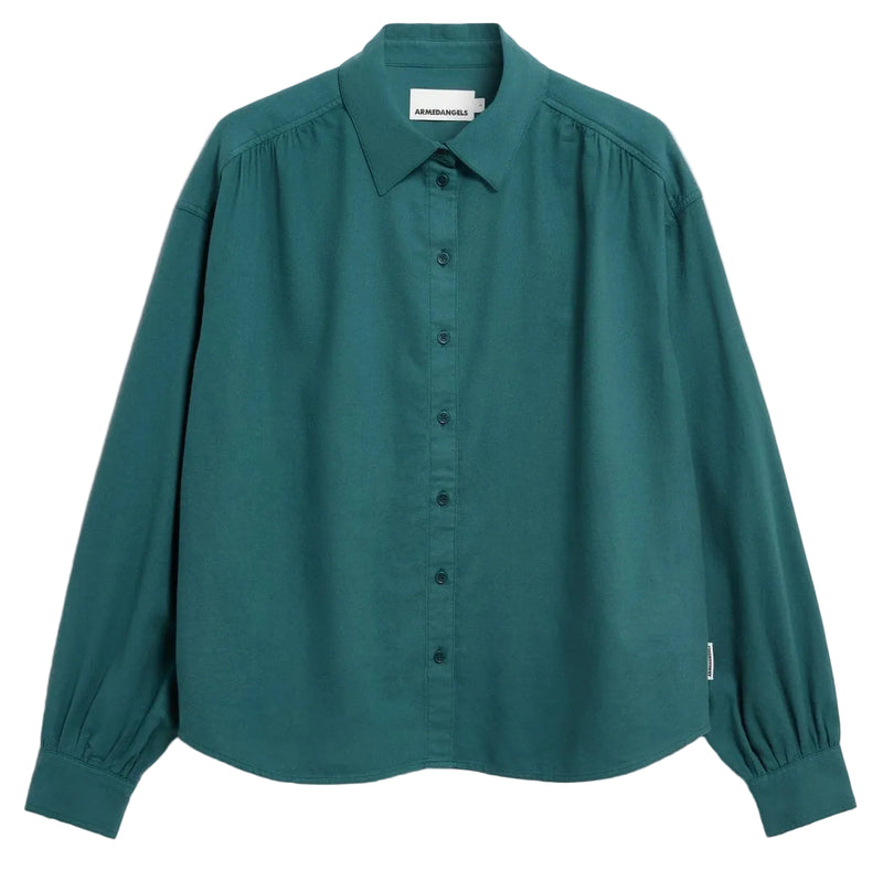 ARMEDANGELS Efinaraa flannel blouse petrol velvet women