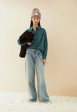 ARMEDANGELS Efinaraa flannel blouse petrol velvet women