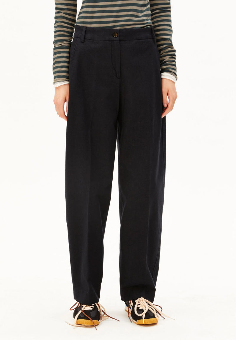 ARMEDANGELS Herringbone barrel leg pants dark steel black women