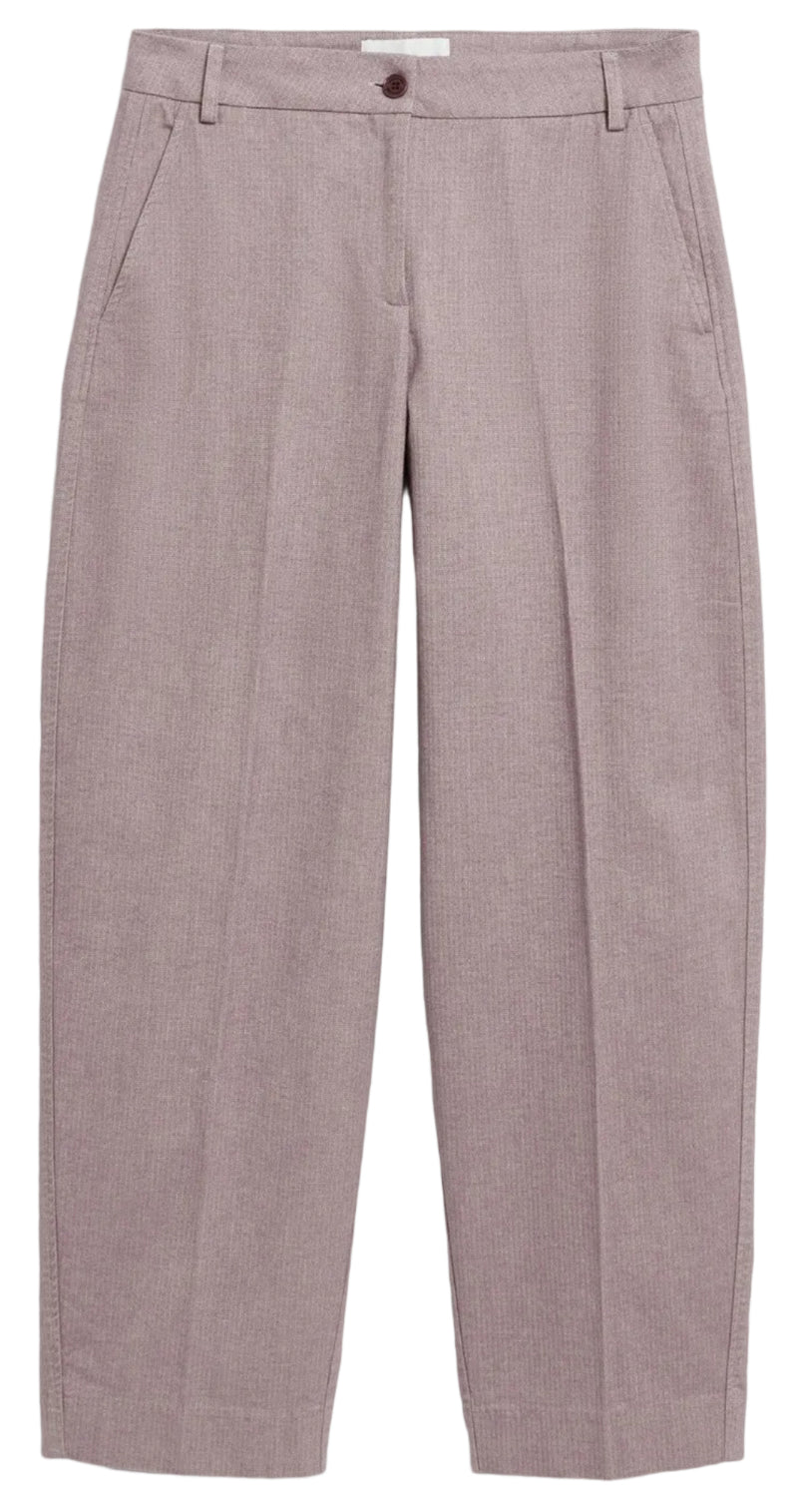 ARMEDANGELS Herringbone barrel leg pants red mahogany oatmilk women