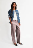 ARMEDANGELS Herringbone barrel leg pants red mahogany oatmilk women