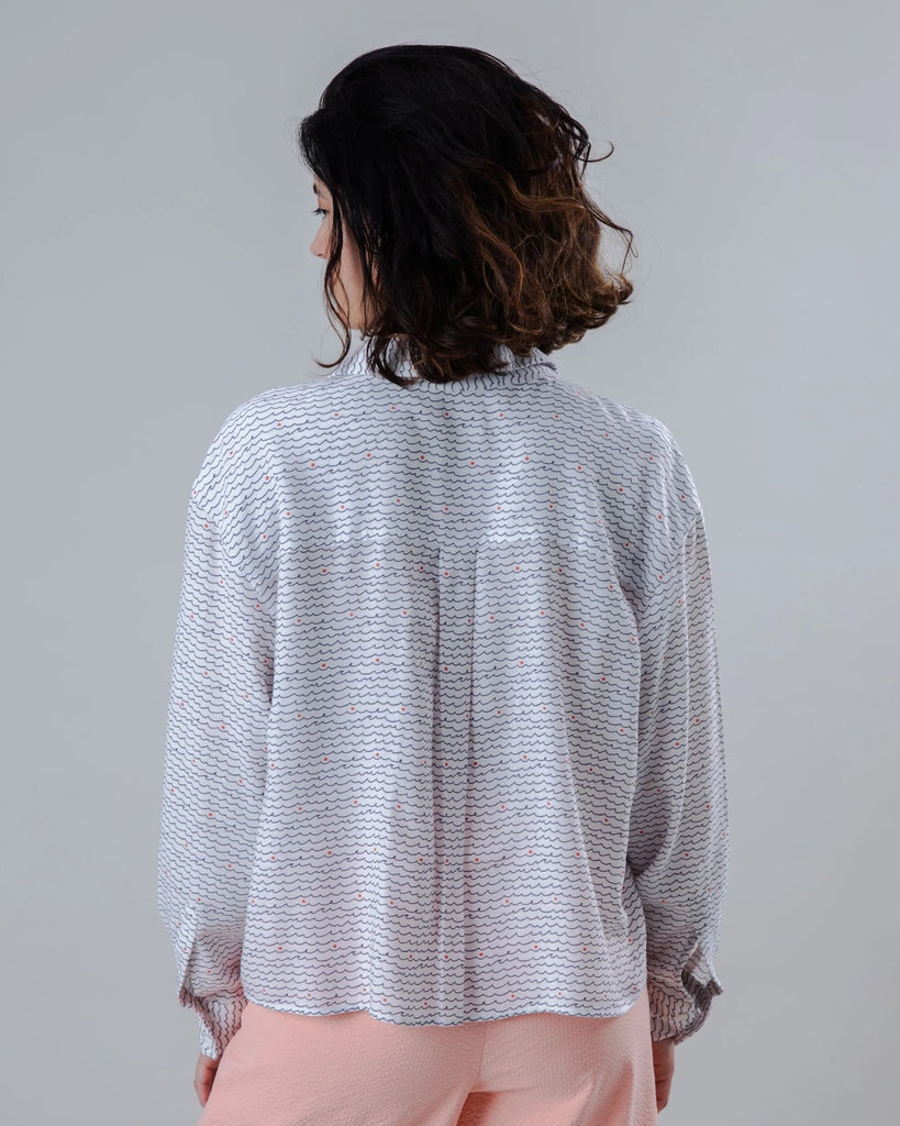 BRAVA Hola ola boxy blouse white women