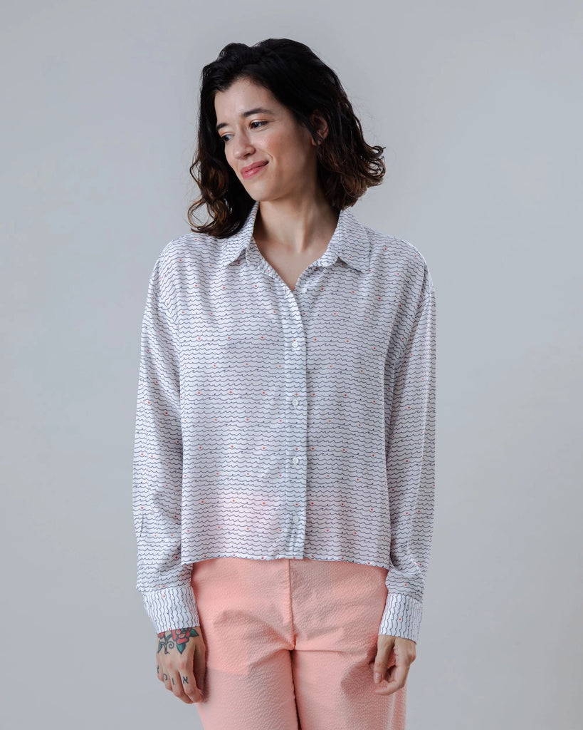 BRAVA Hola ola boxy blouse white women