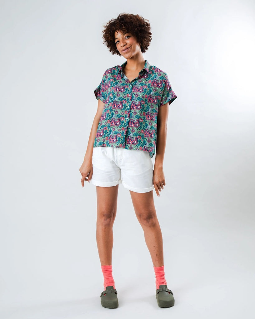 BRAVA Asis Percales tigris batwing blouse light green women