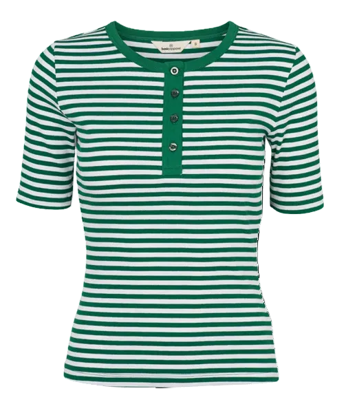 BASIC APPAREL Ludmilla SS stripe granddad BA146-33 abundant green whisper white 869 women