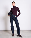JAN 'N JUNE Mio longsleeve rib top cherry lacquer women