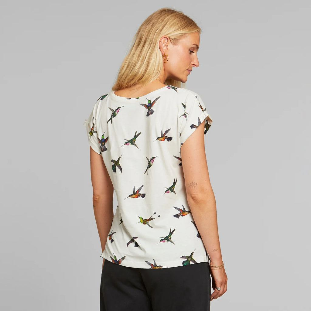 DEDICATED Visby T-Shirt Hummingbirds off-white women