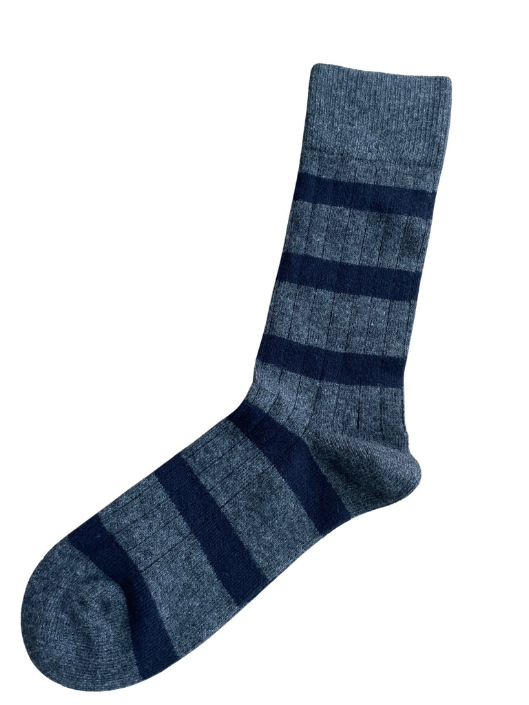 KLUE Merino wool socks striped grey men