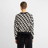 DEDICATED Arendal pepita cats jumper oat white women