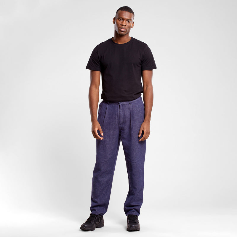 DEDICATED Sollentuna hemp trousers black iris navy men