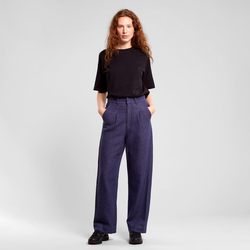 DEDICATED Uddevalla hemp trousers black iris navy women