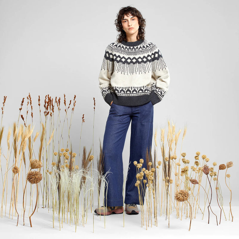 DEDICATED Senja Fair Isle jumper pearl white women