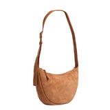ANN KURZ Soft half moon shoulder bag suede dark nude women