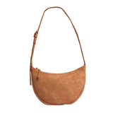 ANN KURZ Soft half moon shoulder bag suede dark nude women