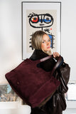 ANN KURZ Shoulder shopper bag suede mix burgundy women