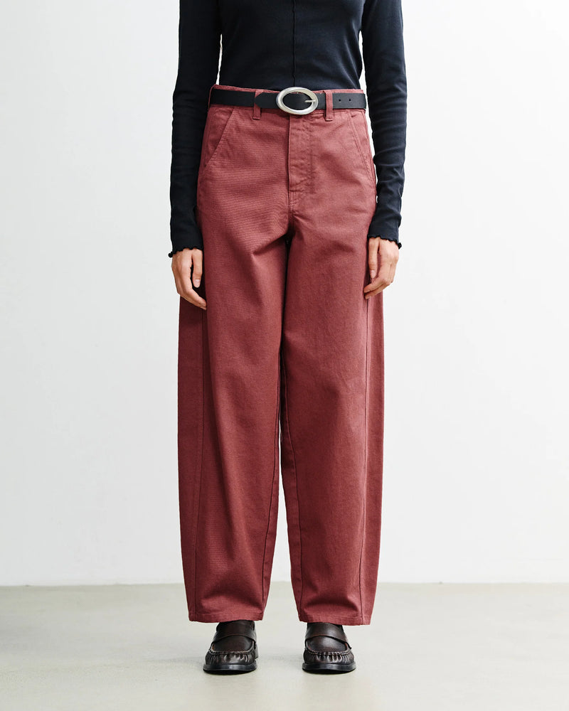 ROTHOLZ Barrel-leg pants washed burgundy women