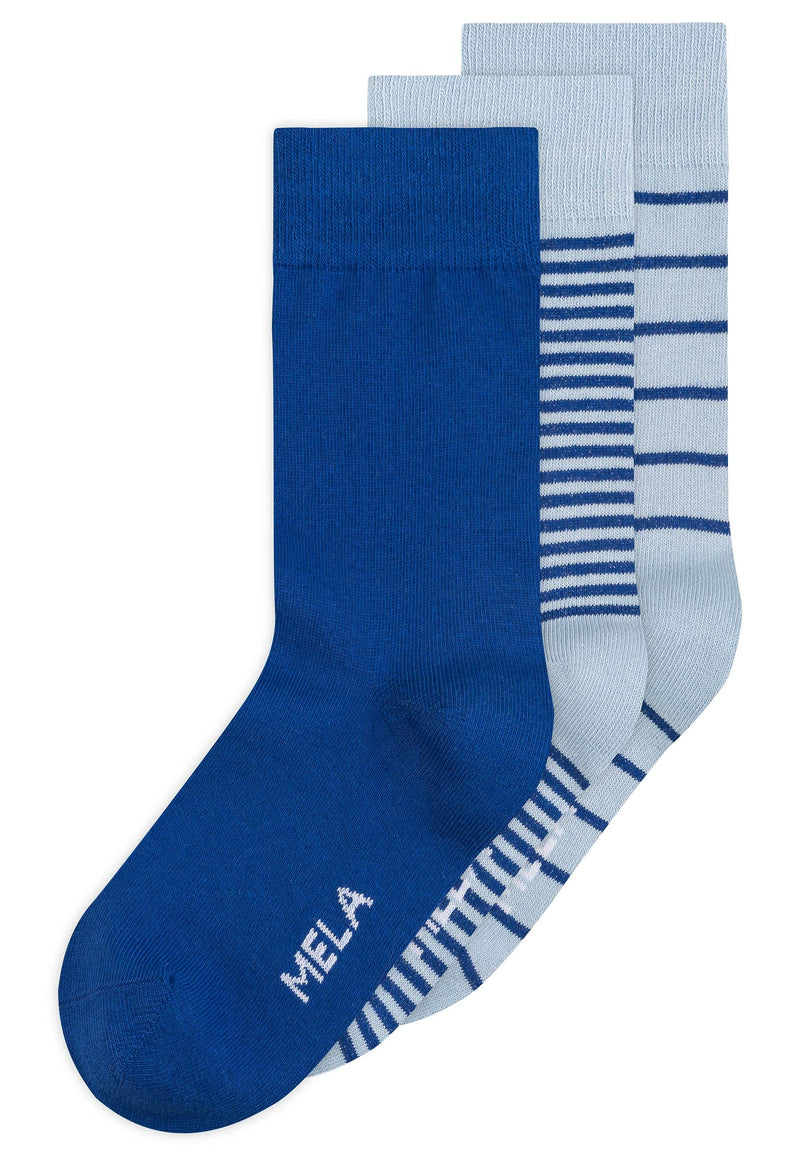 MELAWEAR 3-pack basic socks blue fine striped unisex