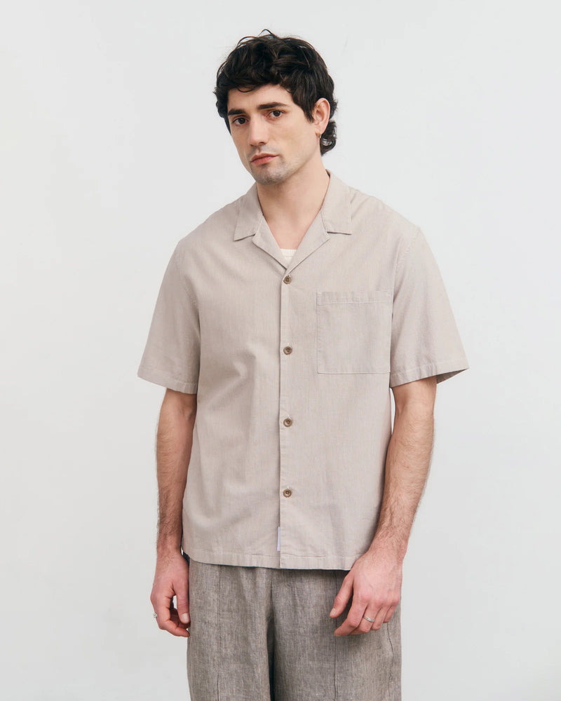 ROTHOLZ Bowling shirt beige striped men