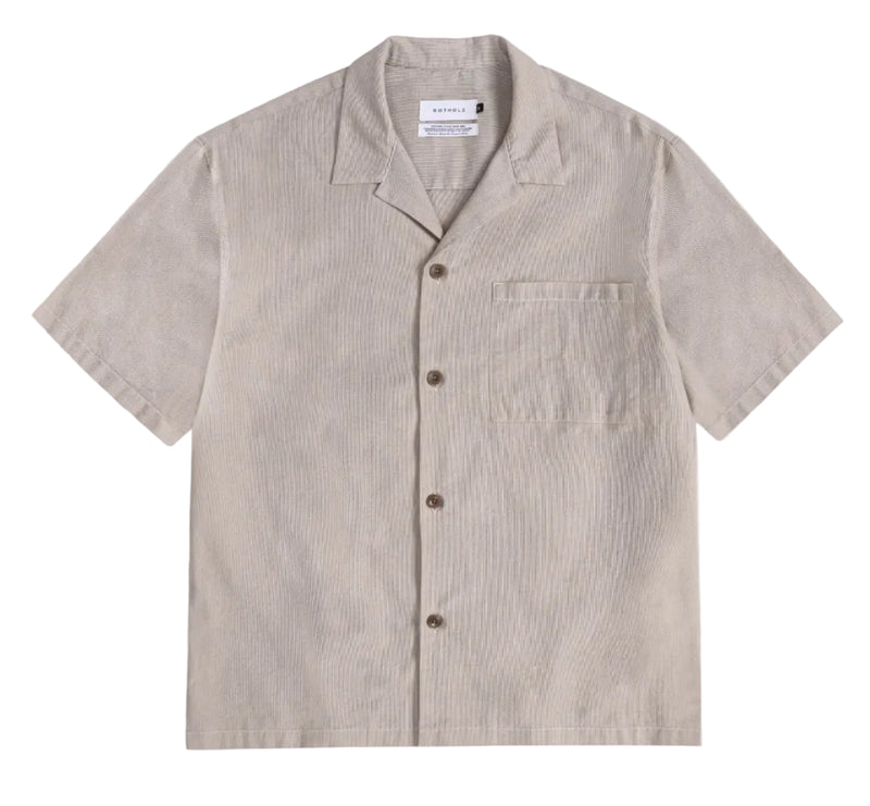 ROTHOLZ Bowling shirt beige striped men