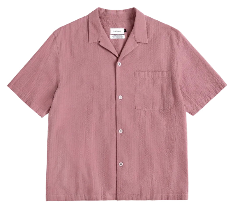 ROTHOLZ Bowling shirt seersucker pink men