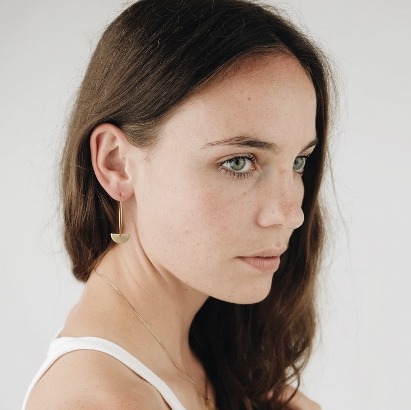 BRASSCAKE Half circle long hoop earrings