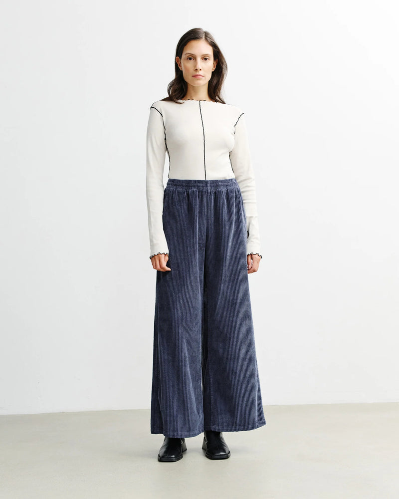 ROTHOLZ Flared corduroy trousers ash blue women
