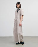 ROTHOLZ Cropped bowling shirt beige striped women