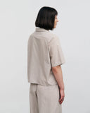ROTHOLZ Cropped bowling shirt beige striped women