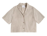 ROTHOLZ Cropped bowling shirt beige striped women