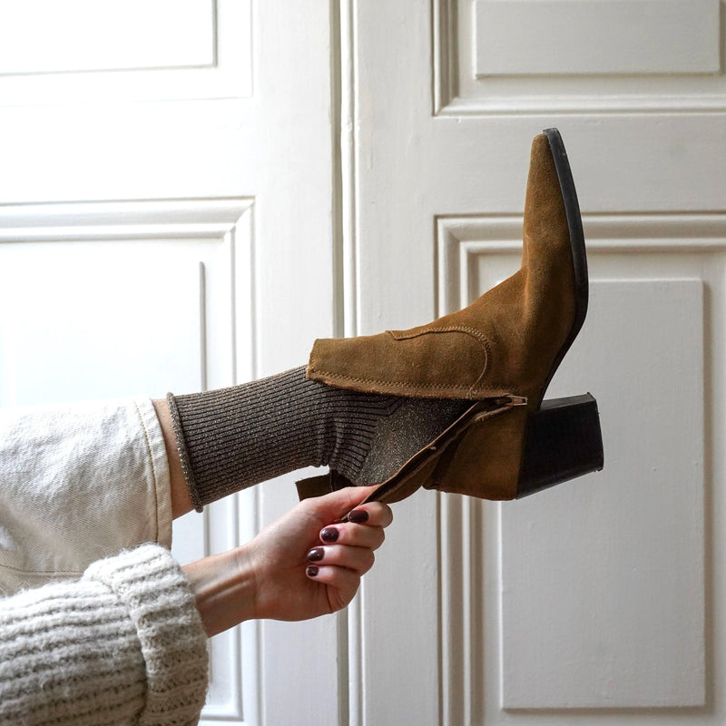 KLUE Glitter lurex socks caramel women