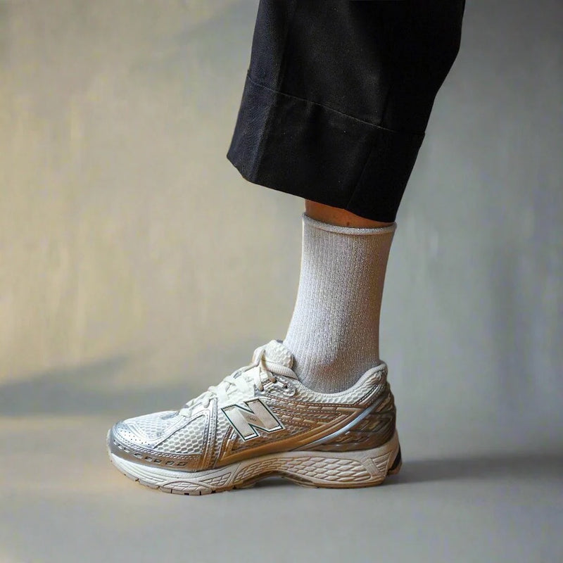 KLUE Glitter lurex socks white women