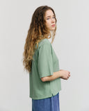 ROTHOLZ Dotted cropped t-shirt seafoam green women
