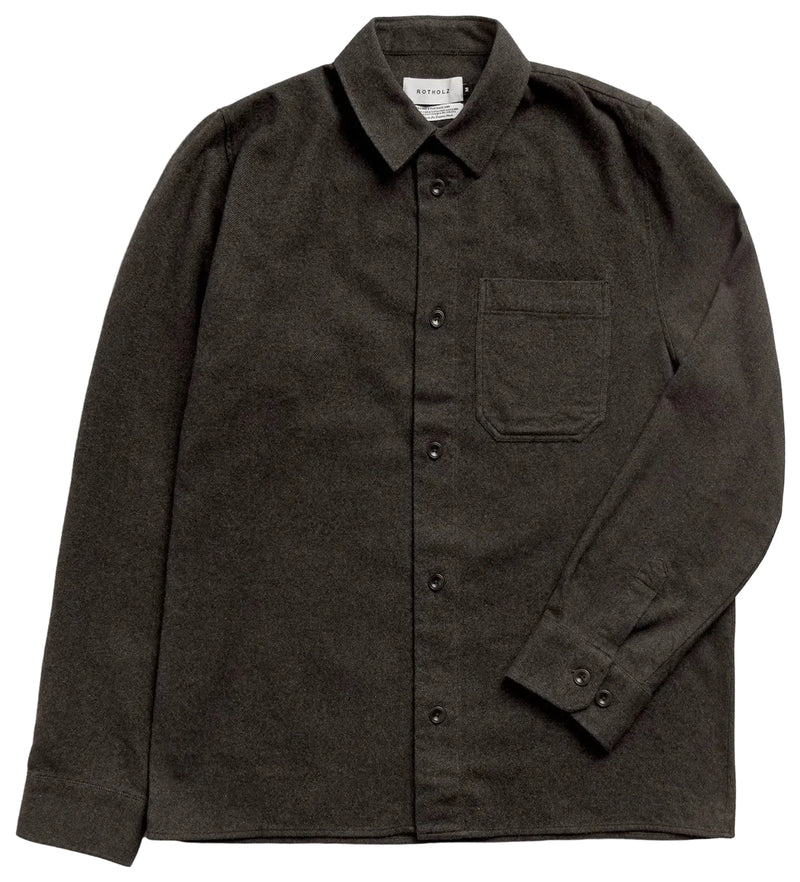 ROTHOLZ Casual flannel shirt black brown men
