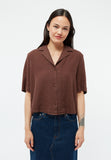 GIVN BERLIN Carol linen blouse chocolate brown women