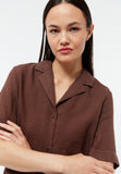 GIVN BERLIN Carol linen blouse chocolate brown women