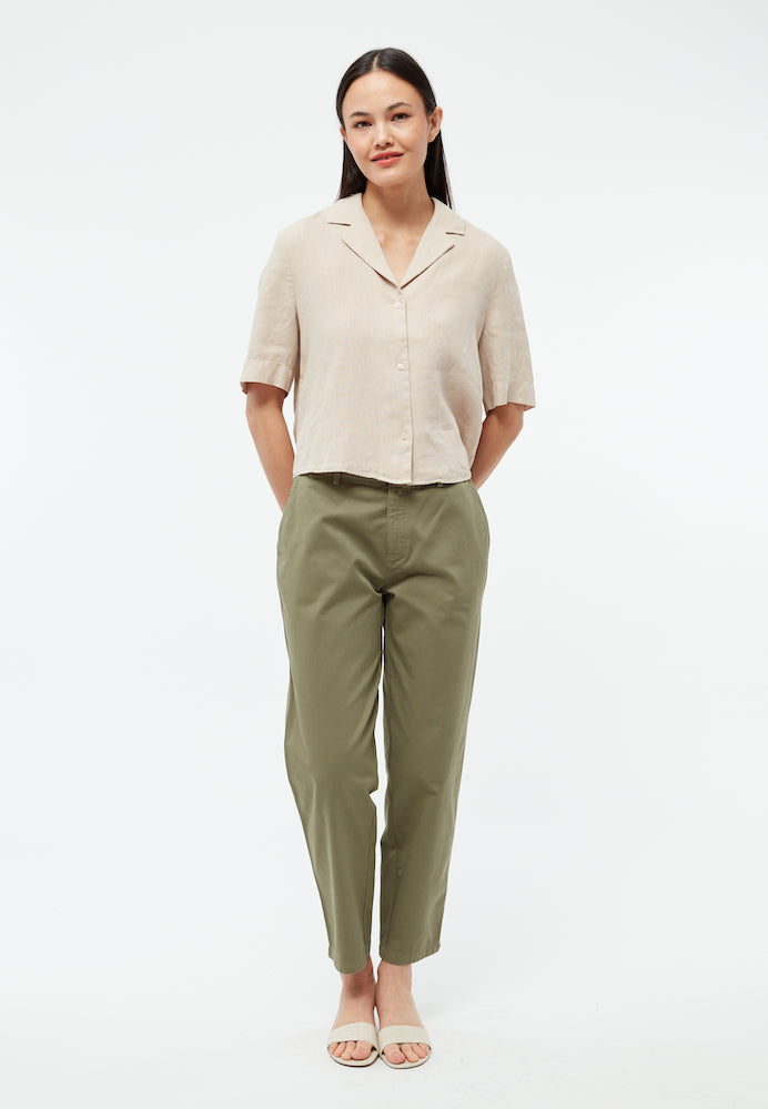 GIVN BERLIN Carol linen blouse oat beige women