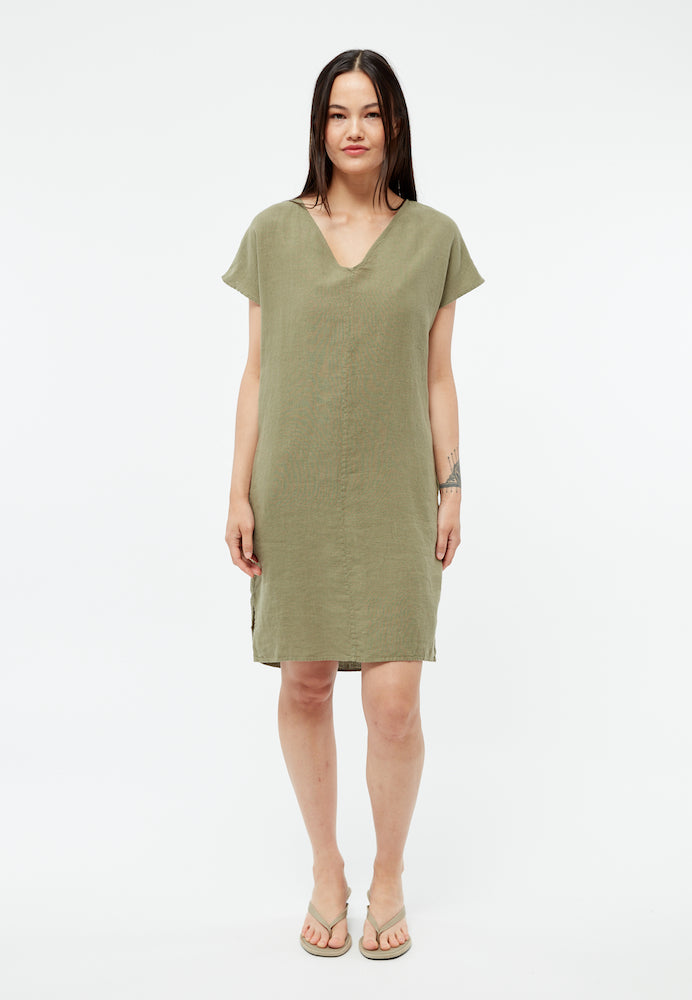 GIVN BERLIN Mabel linen dress faded olive women