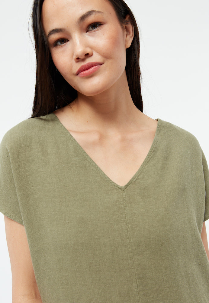 GIVN BERLIN Mabel linen dress faded olive women