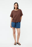 GIVN BERLIN Pina linen top chocolate brown women
