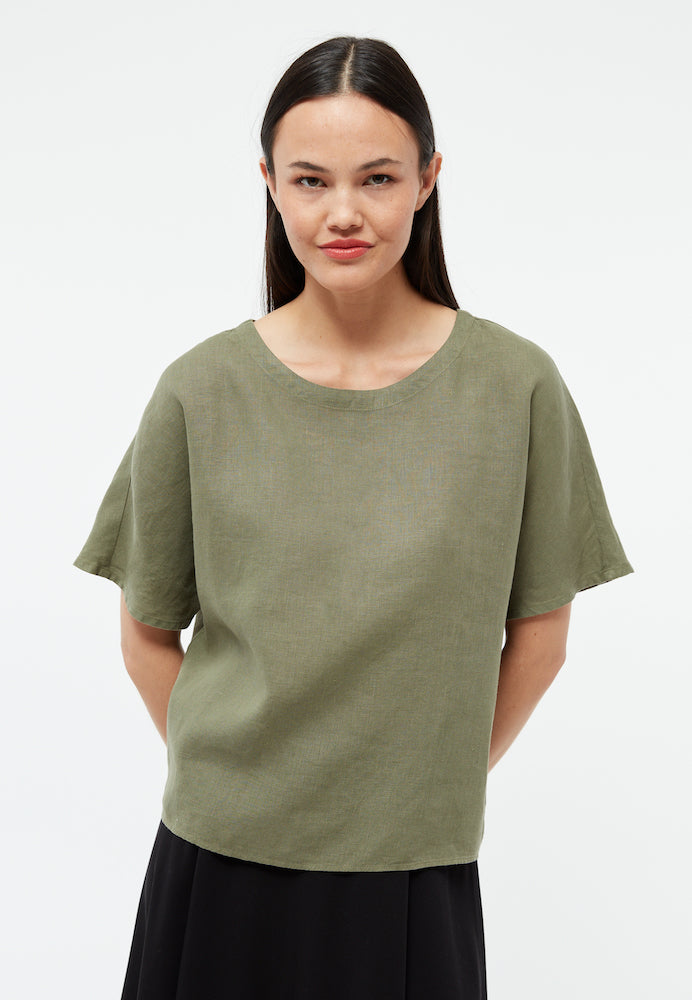 GIVN BERLIN Pina linen top faded olive women