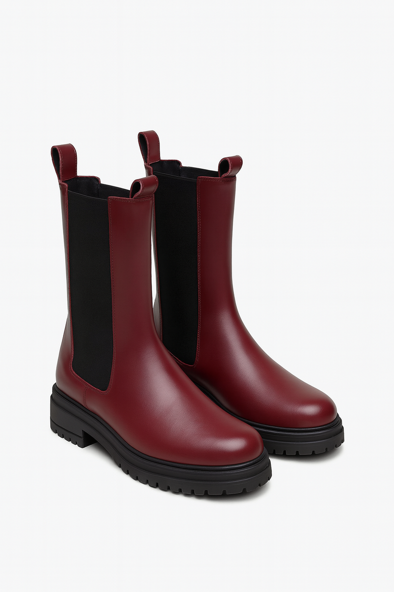 JUTELAUNE Chelsea high boots burgundy women