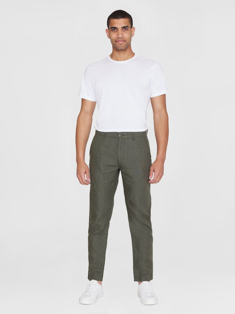 KCA 1070060 Chuck regular linen pants 1068 burned olive men